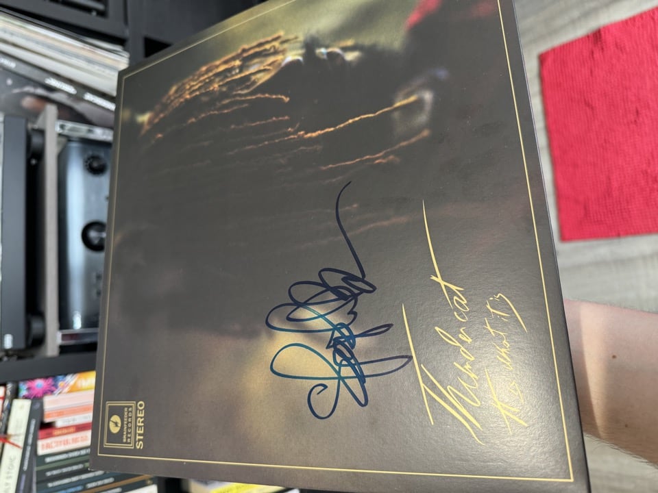 Thundercat's autograph on the cover of my copy of his album 'It Is What It Is' on vinyl